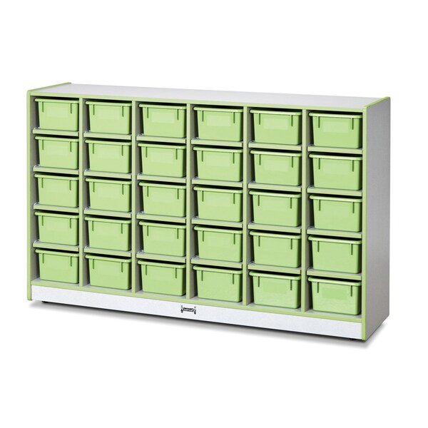Jonti-Craft Rainbow Accents 30 Cubbie-Tray Mobile Storage, with Trays, Key Lime Green 0431JCWW130 - main